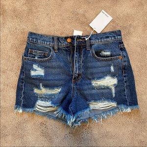 Dark Wash Distressed Denim Shorts